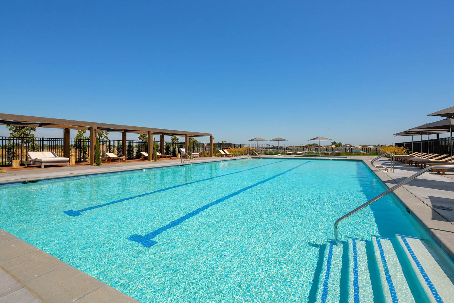 island camp pool front view